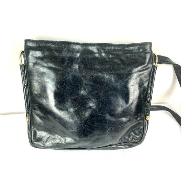 Vintage BALLY Black Luxurious Leather Medium Crossbody Shoulder Handbag Purse - Picture 4 of 12